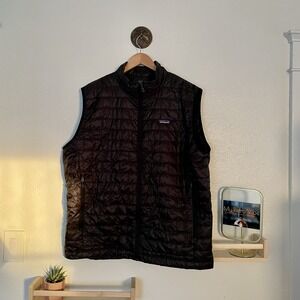 Patagonia Men's Nano Puff Vest Full Zip Quilted Black Size XXL